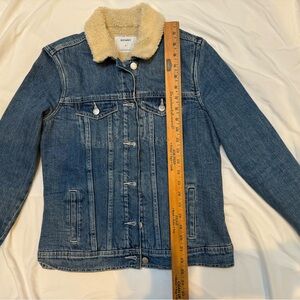 Old Navy Blue Denim Jacket with Cream Fleece Collar